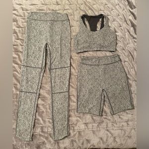 Gymshark Set - Sports Bra + Biker Shorts + Leggings - Gray - Size M